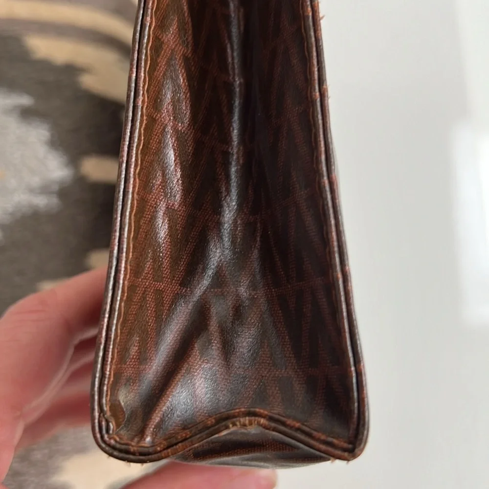 Chocolate brown VALENTINO CLUTCH with leather trim - Picture 8 of 13